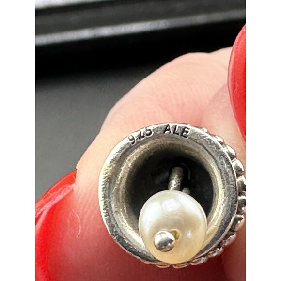 Genuine Pandora Wedding Bell Real Pearl Dangle Charm ALE 925 #790517P RARE - Picture 4 of 4